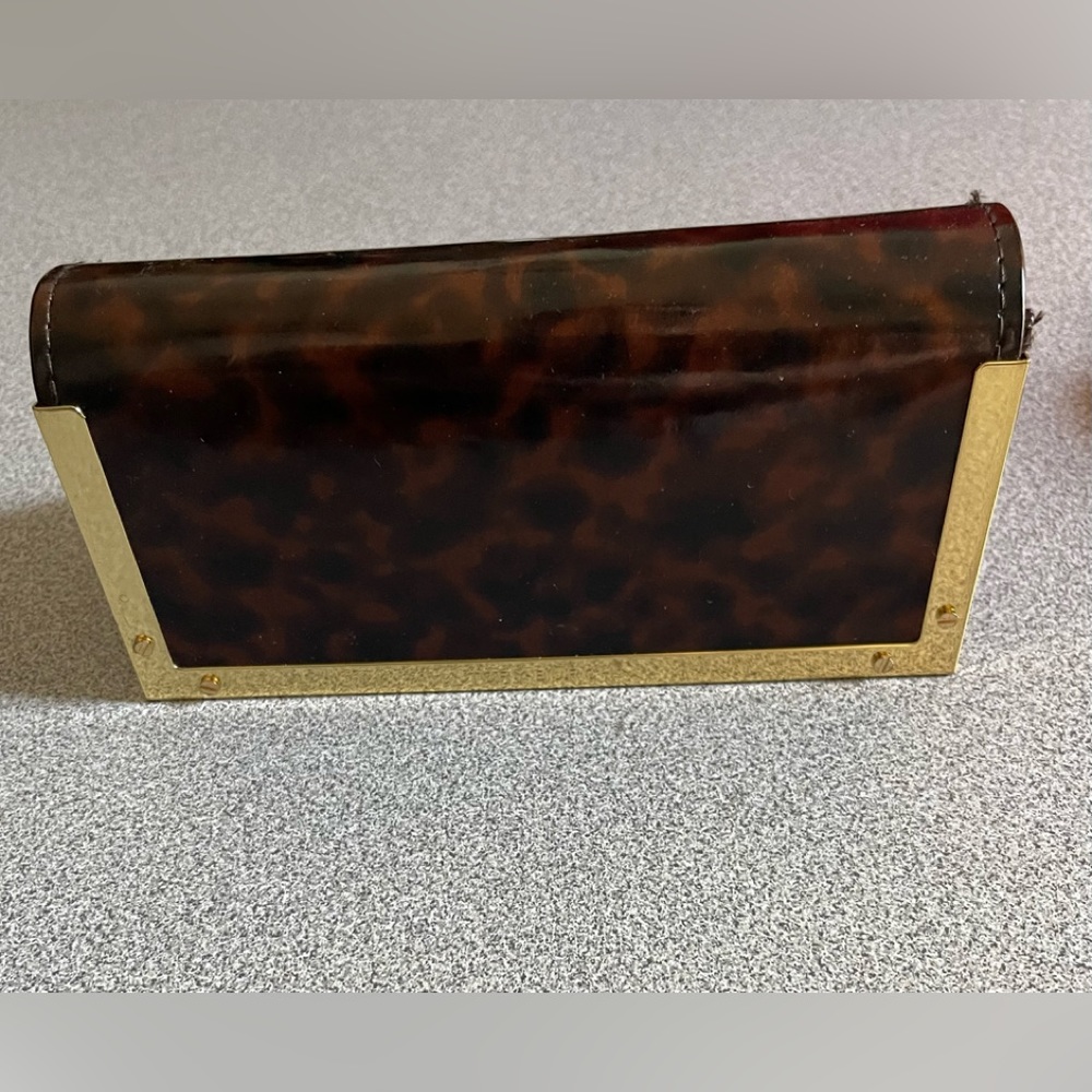 Tory Burch Leopard Print Glossy Triangular Large Sunglass Case
